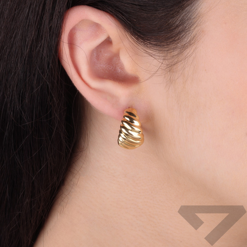 Złote kolczyki koła poszerzane sznurkowe - JubilerSezam.pl