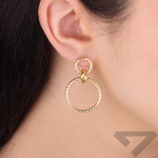 Kolczyki złote koła z motywem sznura