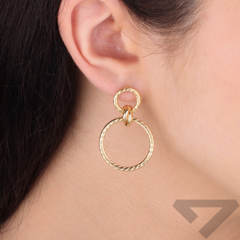 Kolczyki złote koła z motywem sznura