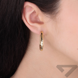 Kolczyki złote kółka kropla grawerowana