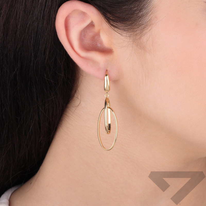 Kolczyki złote dwie owalne ramki