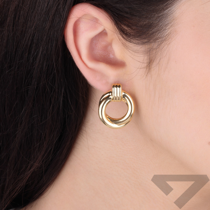 Kolczyki złote zaplecione kółka