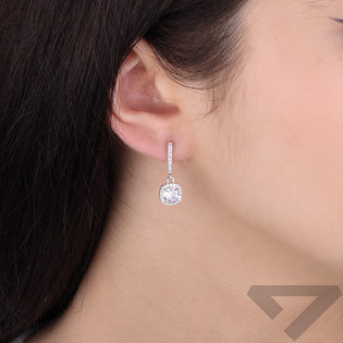 Kolczyki srebrne markiza z cyrkoniami