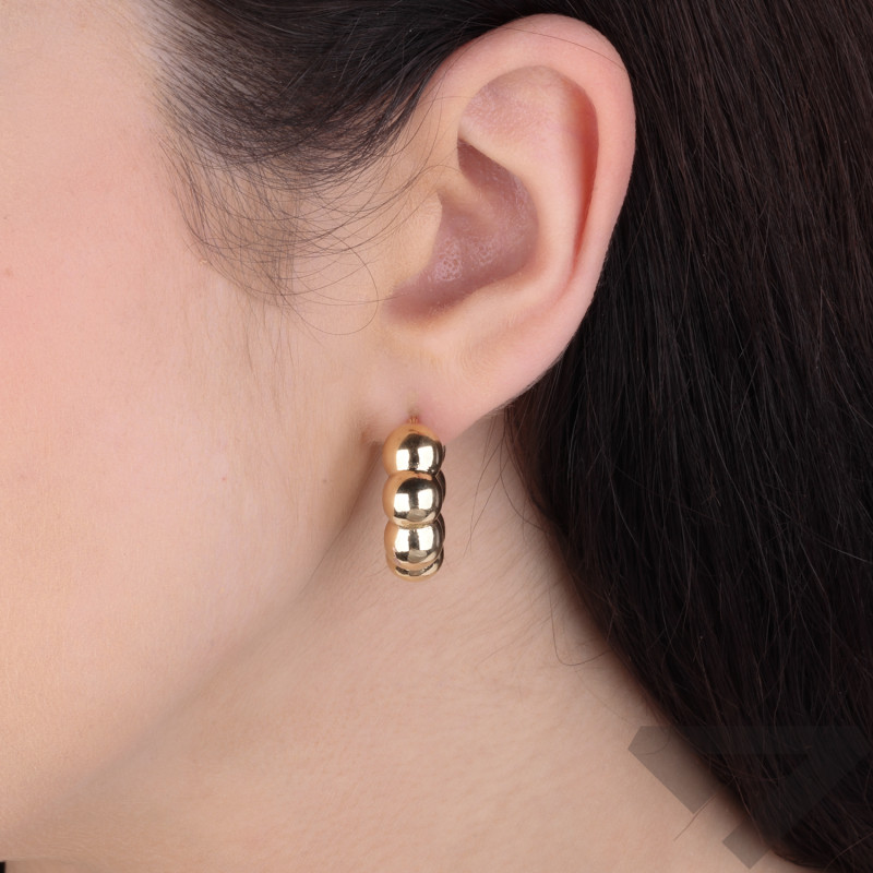 Kolczyki złote kółka z kulkami