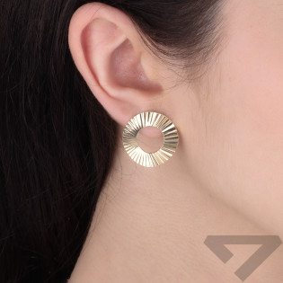 Kolczyki pozłacane falowane koło