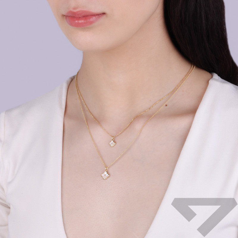 Naszyjnik pozłacany podwójny z koniczynkami