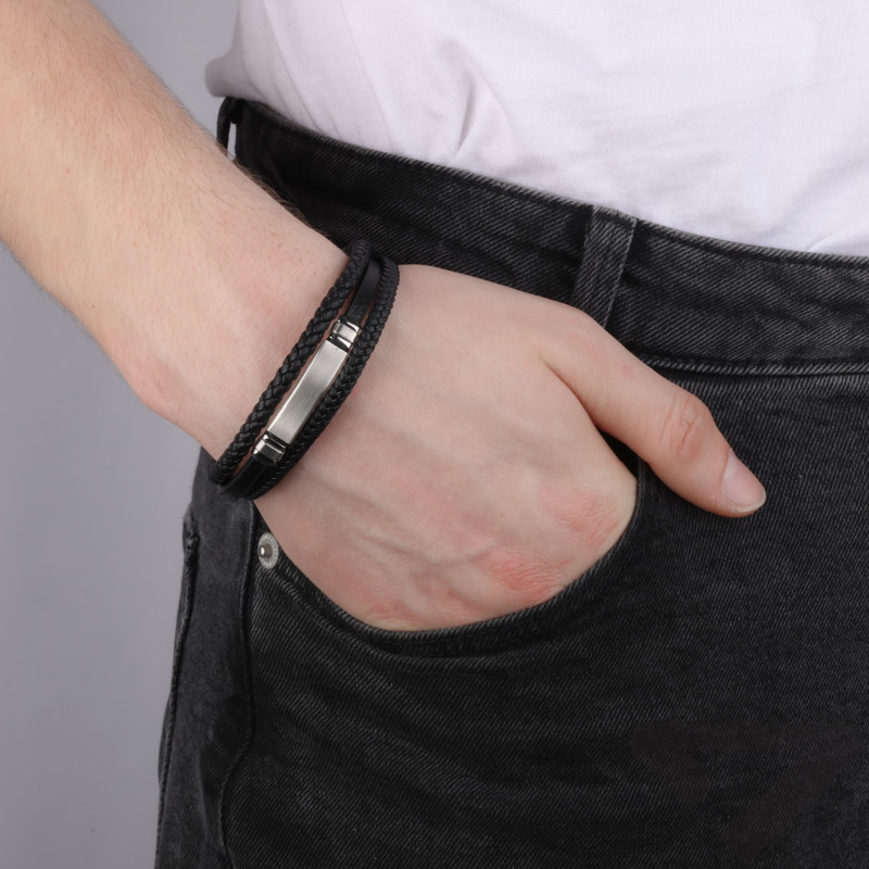 Bransoleta męska potrójna z blaszką