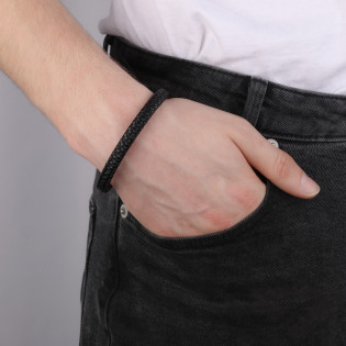 Bransoleta męska czarna plecionka
