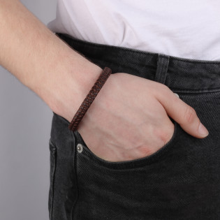 Bransoleta męska brązowa plecionka