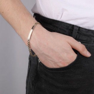 Bransoleta męska złota z dwukolorową blaszką