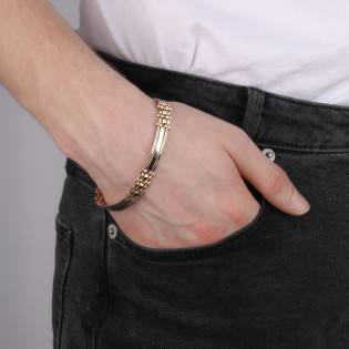 Bransoleta złota męska z blaszkami w dwóch kolorach