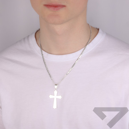 Krzyżyk srebrny gładki z ramionami falbankami