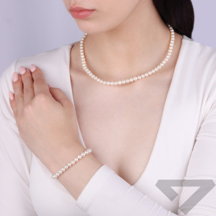 Złota Bransoletka z Perłami 6mm - JubilerSezam.pl