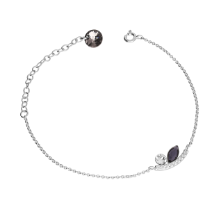Bransoleta srebrna z czarnym kryształem