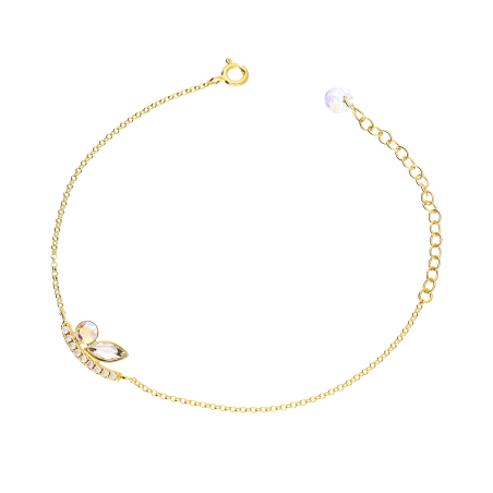 Bransoleta pozłacana z białymi kryształami