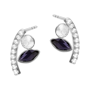 Kolczyki srebrne z czarnym kryształem