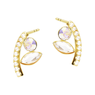 Kolczyki pozłacane z białymi kryształami
