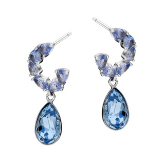 Kolczyki srebrne z niebieskimi kryształami