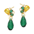 Kolczyki pozłacane z zielonymi kryształami