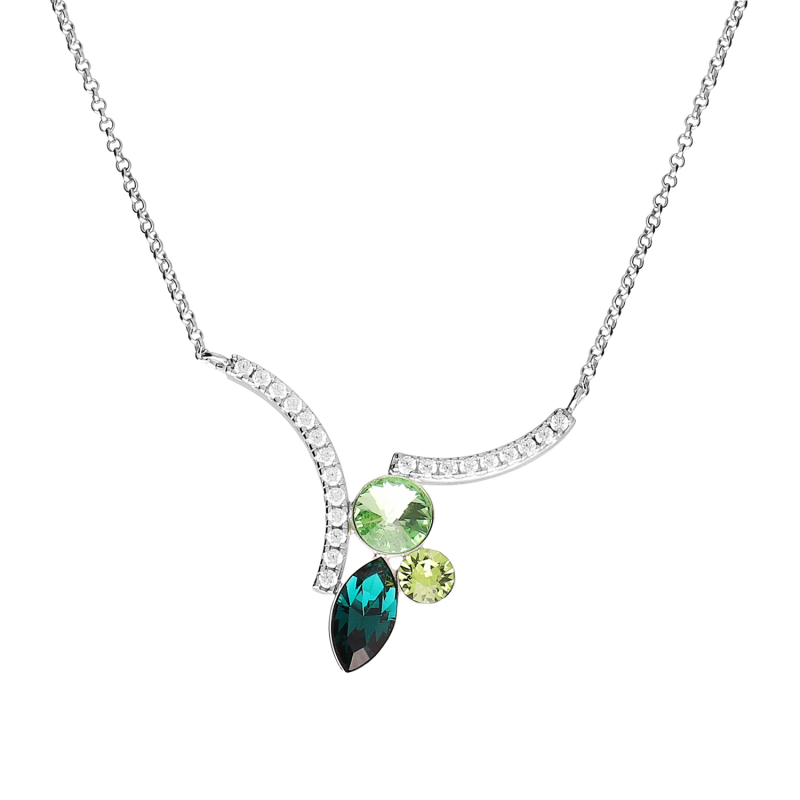 Naszyjnik srebrny z zielonymi kryształami Swarovski