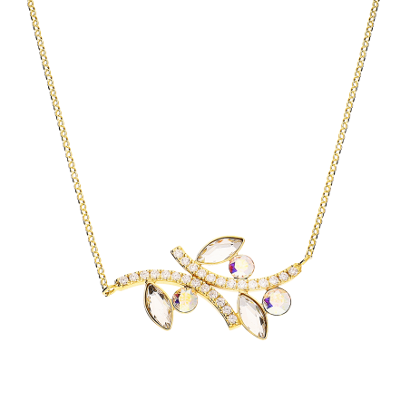 Naszyjnik pozłacany z białymi kryształami