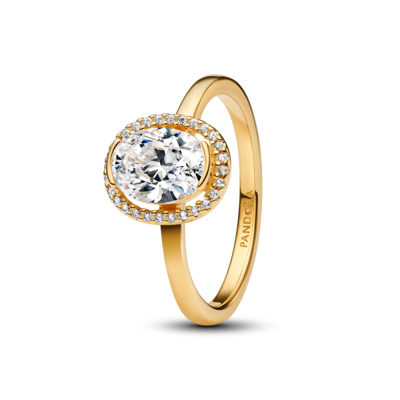 Pierścionek Pandora z Owalnym Oczkiem w Złotej Obwódce - JubilerSezam.pl