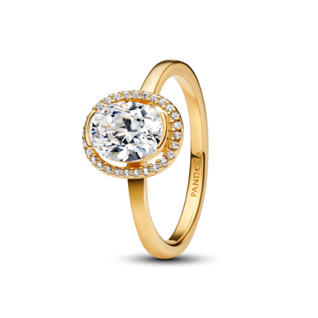 Pierścionek Pandora z Owalnym Oczkiem w Złotej Obwódce - JubilerSezam.pl