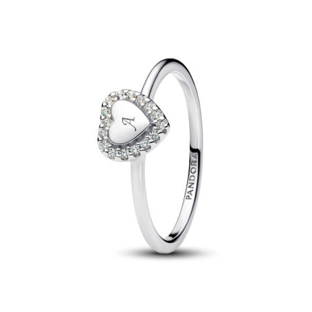 Pierścionek z oczkiem w kształcie serca Pandora w lśniącej obwódce do grawerowania 193801C01