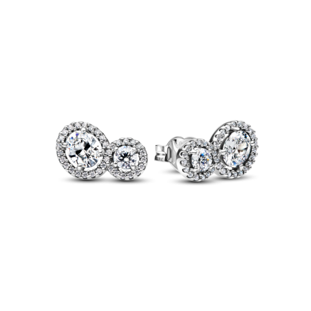 Kolczyki sztyfty Pandora z dwoma złączonymi kamieniami 293774C01