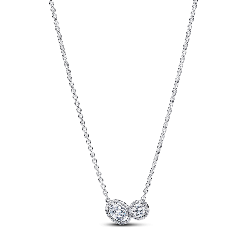 Naszyjnik Pandora z dwoma złączonymi kamieniami 393776C01