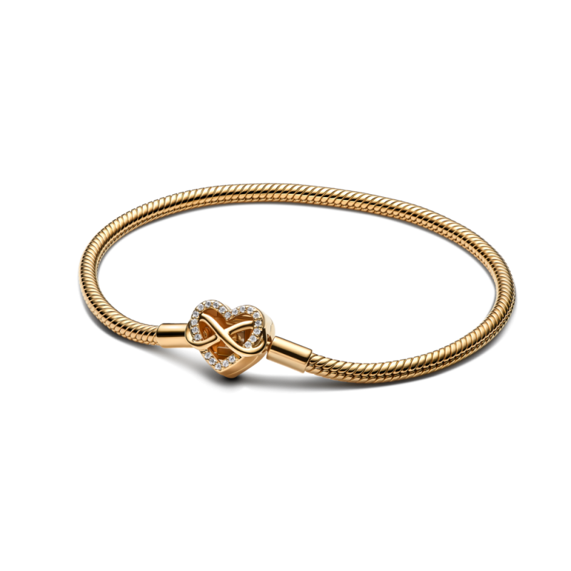 Bransoletka o splocie wężykowym z zapięciem w kształcie serca Pandora z symbolem nieskończoności 563758C01