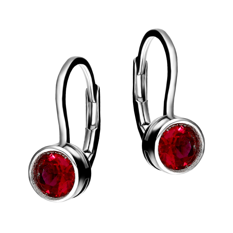 Kolczyki srebrne z ciemno-różową cyrkonią