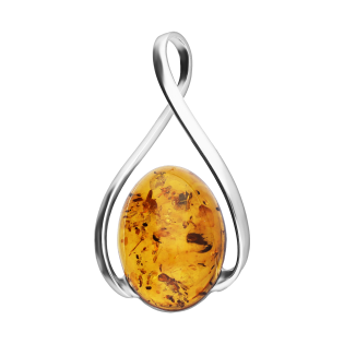 Zawieszka srebrna z bursztynem miodowym w kropli