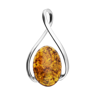 Zawieszka srebrna z owalnym bursztynem miodowym