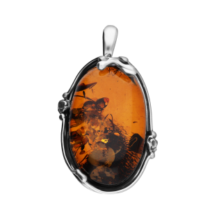 Srebrna Zawieszka z Bursztynem Koniakowym - JubilerSezam.pl