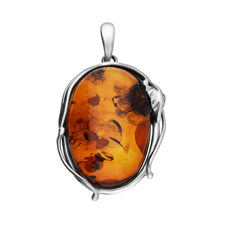 Srebrna Zawieszka z Bursztynem Koniakowym Owalna - JubilerSezam.pl