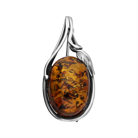 Srebrna Broszka z Bursztynem Koniakowym - JubilerSezam.pl