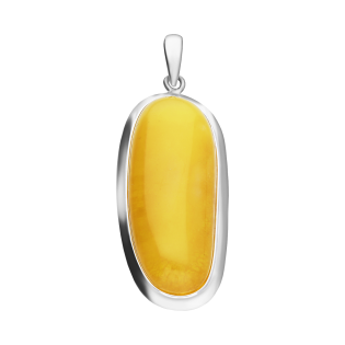 Zawieszka srebrna z mlecznym bursztynem