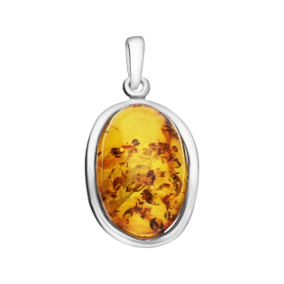 Zawieszka srebrna z bursztynem miodowym