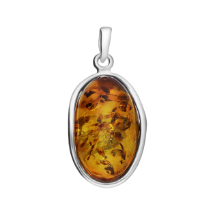 Zawieszka srebrna z owalnym bursztynem miodowym
