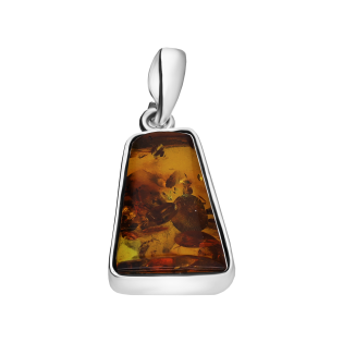 Zawieszka srebrna z bursztynem miodowym