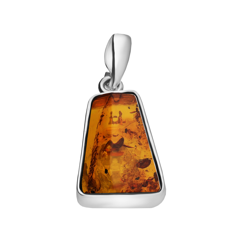 Zawieszka srebrna z bursztynem miodowym