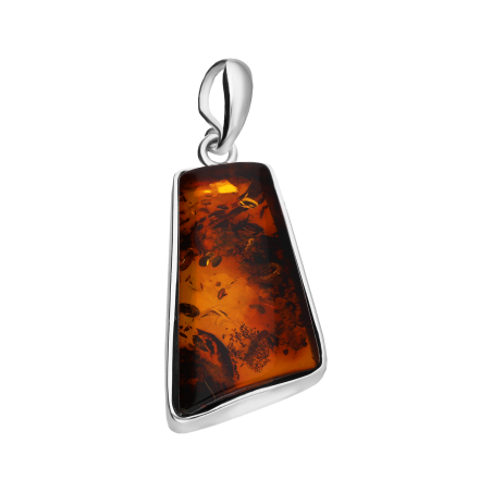 Zawieszka srebrna z koniakowym bursztynem