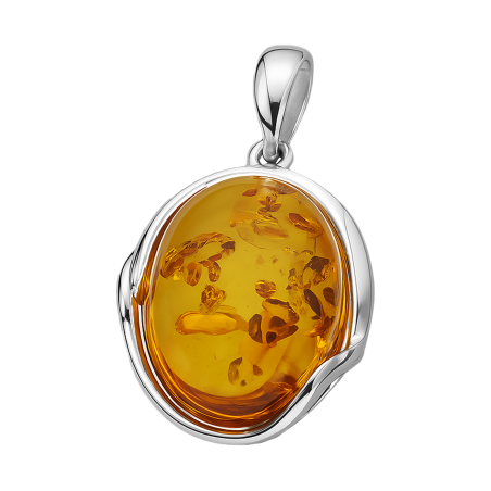Srebrna zawieszka z bursztynem koniakowym - JubilerSezam.pl