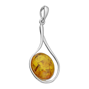 Zawieszka srebrna z owalnym koniakowym bursztynem