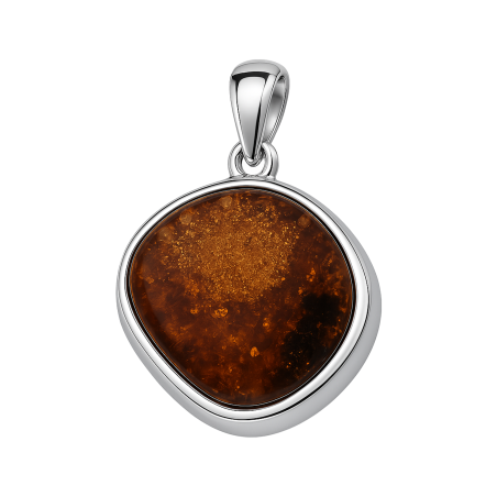 Zawieszka srebrna z bursztynem koniakowym