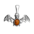 Zawieszka srebrna nietoperz z bursztynem