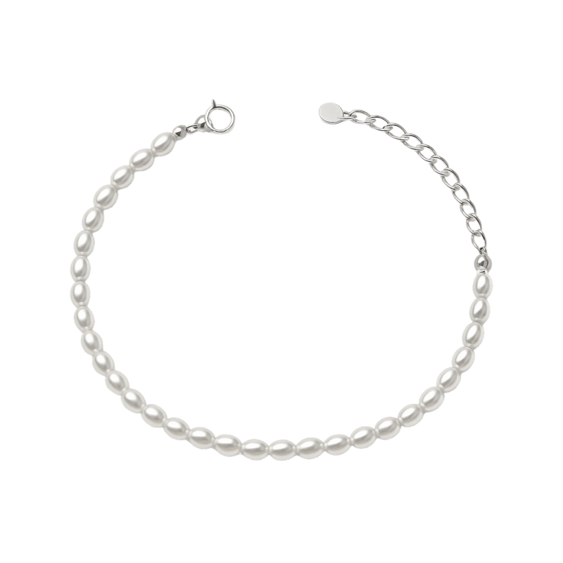 Bransoleta srebrna z perłami ecru