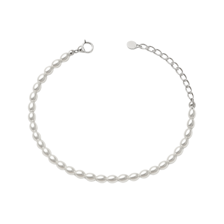 Bransoleta srebrna z perłami ecru