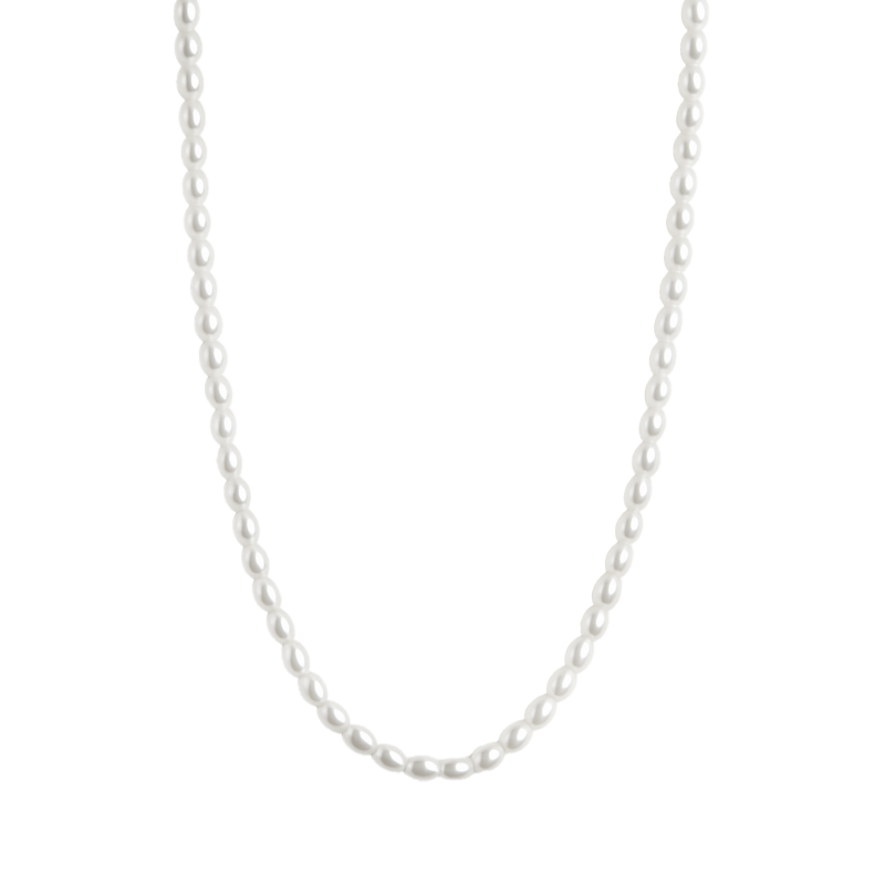 Naszyjnik srebrny z perłami ecru